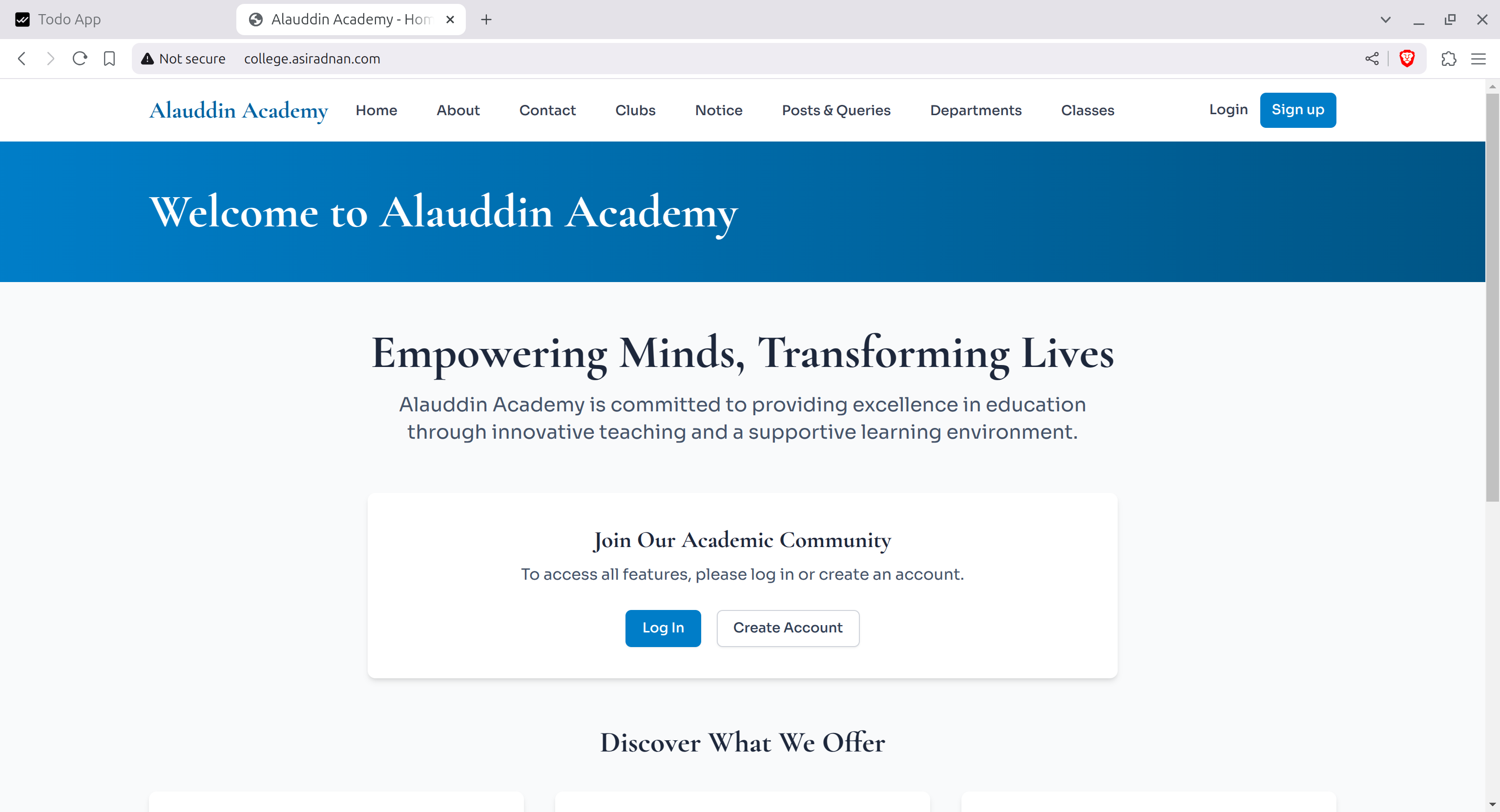 College Portal Snapshot