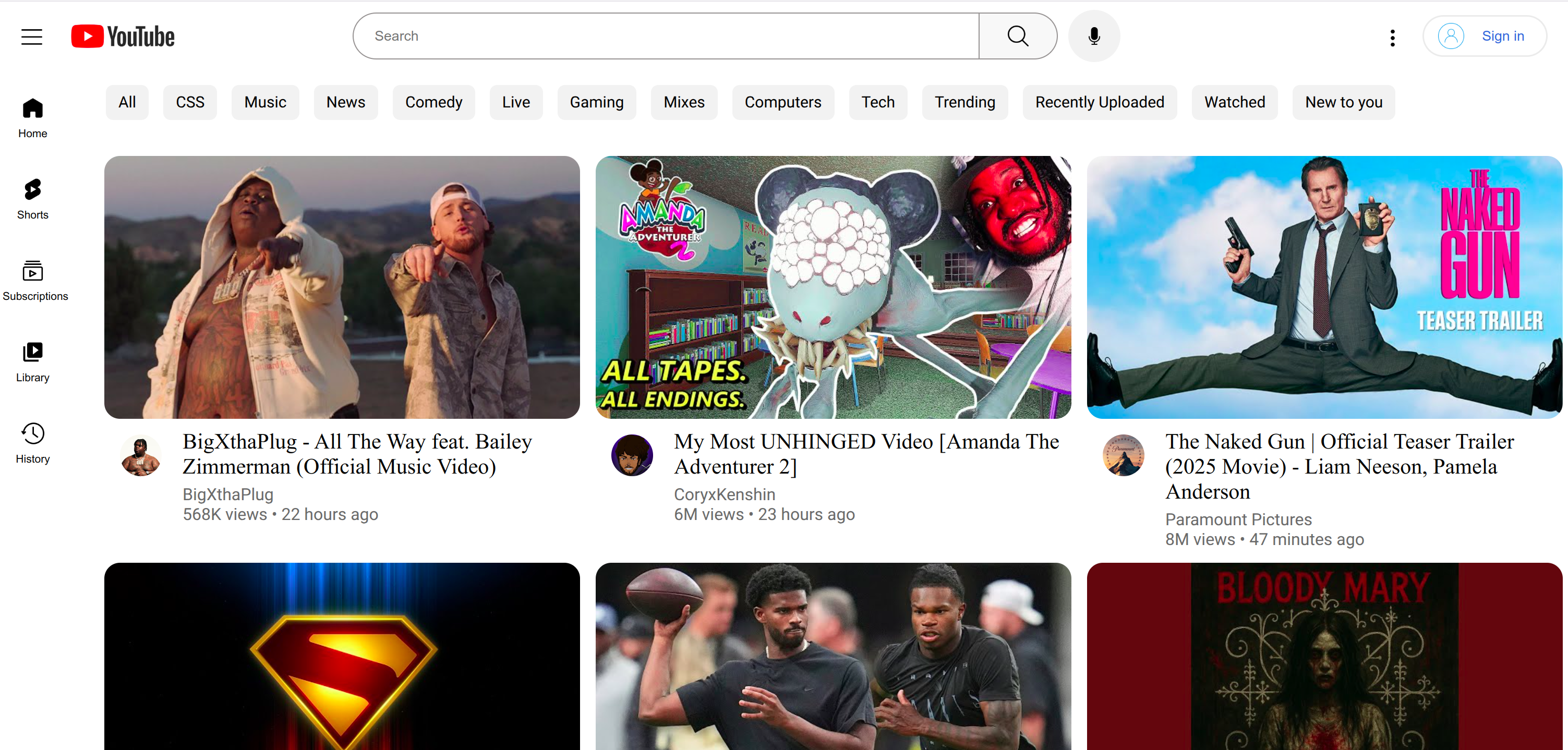 YouTube Clone Snapshot